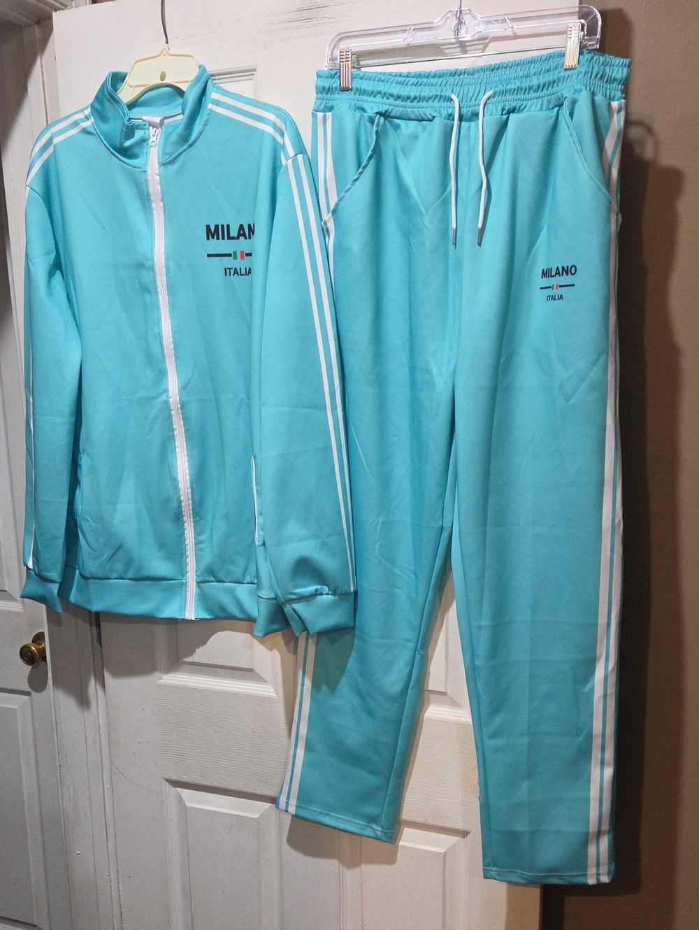 Milano Zip-Front Track Set with White Stripes